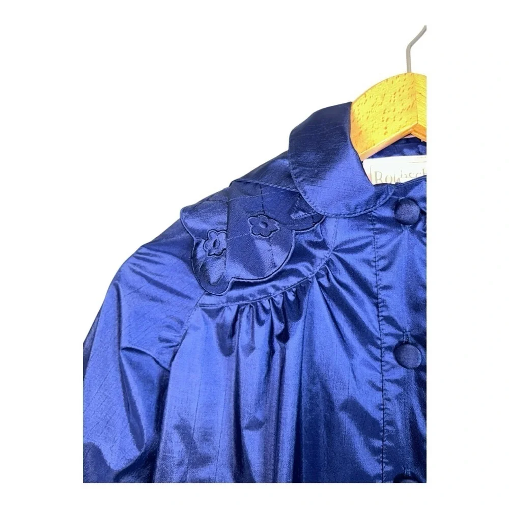 Vintage Rothschild Hooded Jacket for Young Girl. Embroidered Trim Sz 6 blue navy